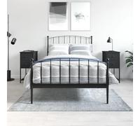 Teenpull Tables de Chevet 2 pcs Noir Bois d'ingénierie 32x42x70 cm Cadre en Fer Pieds réglables Grand Espace Rangement pour Chambre Salon