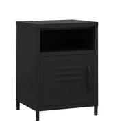 Teenpull Tables de Chevet 2 pcs Noir en Acier 35x35x51 cm avec étagère et Porte, Ensemble de Tables d'appoint pour Chambre et Salon, Rangement organisé et Ajustable