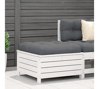 Teenpull Tabouret de jardin, avec coussin, blanc, en pin massif, 62 x 63,5 x 32 cm, polyvalent, utilisable comme repose-pieds ou table d'appoint, meuble d'extérieur robuste