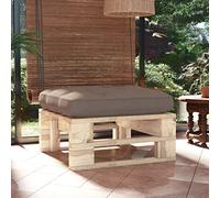 Teenpull Tabouret de jardin en palettes en bois de pin imprégné, 60 x 60 x 25 cm, meuble lounge robuste pour terrasse, jardin et salon, avec coussin taupe