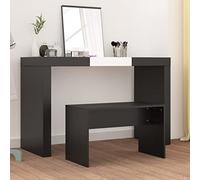 Teenpull Tabouret de maquillage noir en bois 70 x 35 x 45 cm, tabouret compact avec cadre stable, idéal pour chambre à coucher, dressing, table cosmétique, peu encombrant et moderne