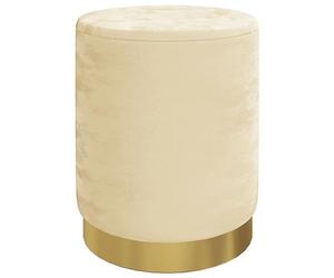 Teenpull Tabouret de rangement rond en velours abricot rembourré 31 x 37 cm pliable peu encombrant avec structure en fer pour salon, balcon, terrasse et salle à manger Siège confortable