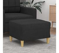 Teenpull Tabouret rembourré, noir, 60 x 50 x 41 cm, en tissu, table d'appoint, tabouret, repose-pieds, chambre à coucher, salon