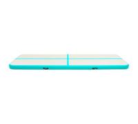 Teenpull Tapis de gymnastique gonflable, vert, 600 x 100 x 20 cm, avec pompe, tapis d'entraînement en PVC, antidérapant, rembourré pour yoga, pilates, fitness, entraînement, pliable, portable pour le