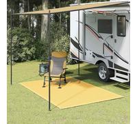 Teenpull Tapis de Tente Beige en PEHD 250x200 cm résistant UV avec œillets pour Fixation, Tapis de Sol pour Camping, auvent, Caravane, randonnée et Plein air