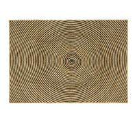 Teenpull Tapis Rond en Jute Naturel et Noir 120 x 170 cm Lavable, Tapis pour Salon et Chambre, Tapis d'intérieur Moderne résistant, Tapis décoratif pour Espace de Vie Cosy