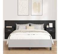 Teenpull Tête de lit avec armoire aspect chêne noir en bois, ensemble de 3 pièces à montage mural avec espace de rangement, accessoires de chambre modernes, tables de chevet, peu encombrant et