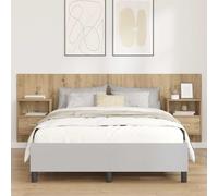 Teenpull Tête de lit avec Armoire et tiroir 3 pcs en chêne Artisanal Bois d'ingénierie 217x32,5x80 cm Set avec Tables de Nuit pour Chambre Design Mural Rangement Pratique