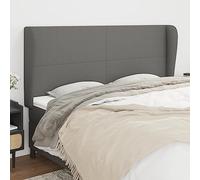 Teenpull Tête de lit avec oreilles - Gris foncé - 183 x 23 x 118/128 cm - Tissu résistant - Réglable en hauteur - Design robuste - Pour chambre à coucher - Look complet