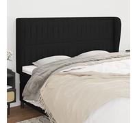 Teenpull Tête de lit avec oreilles - Noir - 183 x 23 x 118/128 cm - En tissu - Réglable en hauteur - Tête de lit rembourrée robuste pour chambre à coucher - Ambiance confortable