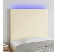 Teenpull Tête de lit LED crème 80 x 5 x 118/128 cm, cuir synthétique, réglable en hauteur, éclairage RVB à intensité variable, bande USB découpable, design moderne, durable