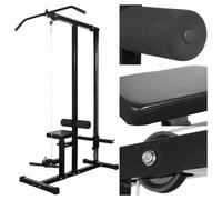 Teenpull Tour de Musculation avec Jeu d'haltères 30,5 kg, Rack réglable avec Barre, Banc, poulie, chandelle, Station de Fitness pour entraînement Force, Musculation, Squat, développé couché, Traction
