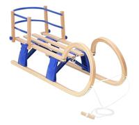 Teenpull Traîneau Pliable avec Dossier en contreplaqué 110 cm pour Enfant et Adulte, Luge légère avec poignée, Corde de tirage, Patins métalliques pour Glisse sur Neige, Sport et Loisirs en Plein air