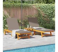 Teenpull Transat 2-Personne Marron en Bois d'Acacia Massif 3 pcs avec Dossier Multipositions et Repose-Pieds Réglables pour Jardin Terrasse Patio Confort Durable