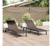 Teenpull Transat 2 Personnes en polyrotin Marron avec Table 3 pcs élégant Dossier Ajustable et Roues pour Jardin terrasse Patio détente Confortable extérieur