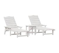 Teenpull Transat 3 pièces Blanc en polyéthylène Durable Chaise Lounge Outdoor avec Dossier Multipositions pour Patio Jardin et Plage Relaxation Confortable