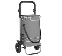 Teenpull Trolley de Shopping en Tissu Oxford Gris 36,5 x 46,5 x 100,5 cm avec Cadre Aluminium Pliable pour Courses, supermarché, Plage, Pique-Nique, Transport et Rangement Quotidien
