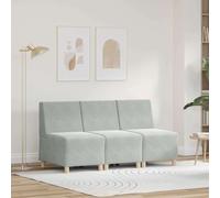 Teenpull Unité de Sofa modulaire sans accoudoirs 3 pcs Gris Clair Velours Mousse Haute densité Cadre contreplaqué 55 cm siège pour Salon mobilier Confortable Durable