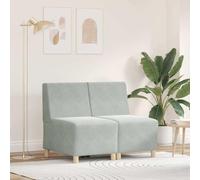 Teenpull Unité de Sofa modulaire sans accoudoirs Gris Clair 2 pcs Velours Doux Mousse Haute densité Cadre contreplaqué pour Salon Moderne Confortable et Durable