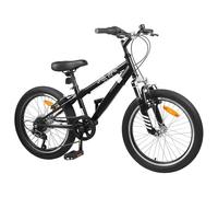 Teenpull Vélo de Montagne 20 Pouces pour Enfant 5-8 Ans Cadre Acier Suspension Avant 6 Vitesses Guidon et Selle réglables Freins linéaires pour Balade et randonnée en Plein air Noir