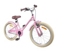 Teenpull Vélo pour Enfants 18 Pouces en Acier Rose Clair avec Frein, Selle Ergonomique, Garde-Boue, Sonnette, béquille, adapté aux 5-7 Ans pour Balade en Ville et Plein air