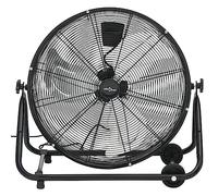 Teenpull Ventilateur industriel à tambour 60 cm 172,5 W noir avec roulettes base stable 3 vitesses réglables pour atelier chantier entrepôt bureau ventilation et refroidissement