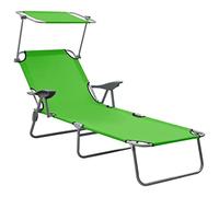 Teenpull Zero Gravity Chaise longue avec toit pare-soleil, acier vert, 71,5 x 188 x 27 cm, pliable, dossier réglable, pour jardin, plage et piscine, chaise longue Zero Gravity