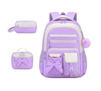 Teens Bookbag - Set 3 pièces (29x21x44cm) Oxford | Girls School Backpack, B | Le sac à dos étanche multi-poches comprend un sac à déjeuner isolé assorti et un étui à crayons avec un rangement de sécurité