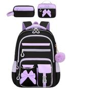 Teens Bookbag - Set 3 pièces (29x21x44cm) Oxford | Girls School Backpack, D | Le sac à dos étanche multi-poches comprend un sac à déjeuner isolé assorti et un étui à crayons avec un rangement de sécurité
