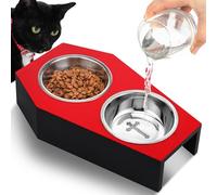 Teenyyou Gamelles d'Halloween pour chat en forme de cercueil gothique en bois - Gamelles pour chat d'intérieur - Gamelles surélevées pour chat d'intérieur - Avec 2 mangeoires - Cadeau pour les