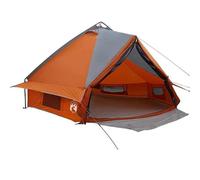 Teepee Tente pavillon avec toit, 490 x 410 x 210 cm, gris et orange, grande tente d'extérieur pour enfant, en polyester 185T avec revêtement PU, résistant aux intempéries et durable, pour jardin