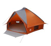 Teepee Tente pour 10 Personnes Gris et Orange 185T Polyester | Ouvertures de ventilation, abat-jour, bâtons, piquets, haubans, sac de transport, tissu en taffeta, fête de jardin, terrasse