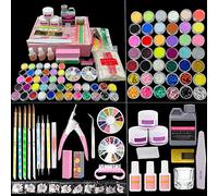 Teerova Kit de nail art 42 poudres acryliques liquide pinceau pailleté coupe-ongles lime primer lime conseils kit