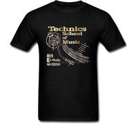 Tees Pre-Cotton Men Technics School of Music Short Sleeve Shirts Men's T Shirt Slogans Colour Manches Courtes(XX-Large)