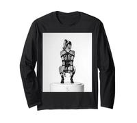 Tees Sexy Shibari Art - Modèle en Corde Shibari sur piédestal BW Manche Longue