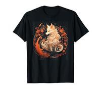 Tees Vintage Japonais Kitsune Cottagecore Floral Fox T-Shirt