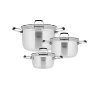 Teesa Ensemble de 3 Pots 6 Pièces COOK PRIME Acier Inoxydable Tous Types de Cuisinières TSA0149