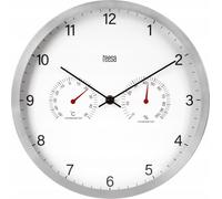 Teesa TSA0049 Horloge murale avec thermomètre et hygromètre 30 cm, argent