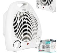 Teesa TSA8025 Chauffage soufflant 3 modes de fonctionnement 2 réglages de chaleur (1000 W, 2000 W), thermostat réglable, protection contre la surchauffe, blanc