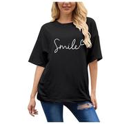 Teeshirt Femme Coton Blanc Été À Manches Courtes Chemisier T Shirts Imprimé Graphic Chic Top Hauts Blouse Décontracté Oversize Confortables Sportswear