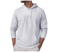 Teeshirt Homme Coton Manches Longues Décontractés Hip hop Noir Et Blanc Tee-Shirt Sport Randonnée Automne Hiver T-Shirt à Capuche avec Cordon en Bleu Et Gris Sweatshirt Hoodie Unisex (White, S)
