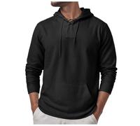 Teeshirt Homme Coton Manches Longues Décontractés Hip hop Noir Et Blanc Tee-Shirt Sport Randonnée Automne Hiver T-Shirt à Capuche avec Cordon en Bleu Et Gris Sweatshirt Hoodie Unisex Training (XXL)
