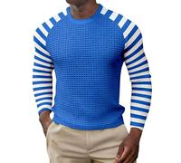 Teeshirt Manche Longues Homme-T-Shirt à Manches Longues en rayée- col Rond- Haut décontracté- Doux et Respirant- Coupe Confortable- idéal au Quotidien.