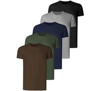 Teesmen Lot de 5 t-Shirts Unis à Manches Courtes et col Rond en Coton pour Homme, Dark Essential Set 1, 3XL