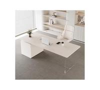TEESONG Bureau de coiffeuse en ardoise crème pour maison, mobilier de bureau d'ordinateur, petit appartement, bureau d'étude, bureau patron, table de consultation médicale pour salon de beauté