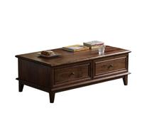 TEESONG Petites Tables de Bout Table Basse Moderne Table Basse en Bois Massif avec tiroir, rectangulaire, Chinoise, en Noyer Noir, Table d'appoint de canapé Tables Basses pour Le Salon