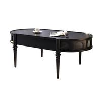 TEESONG Petites Tables de Bout Table Basse Moderne Table Basse Ovale en Bois Massif, Table Basse de Salon, Moderne et Simple, Petite Table Basse Noire Tables Basses pour Le Salon