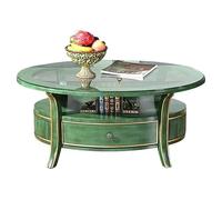 TEESONG Petites Tables de Bout Table Basse Moderne Table Basse Ovale en Bois rétro, Table à thé for Salon, Maison, Double Table Basse Tables Basses pour Le Salon