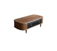 TEESONG Petites Tables de Bout Table Basse Moderne Table Basse Ovale en Noyer Noir, Petite Table Basse avec Espace de Rangement Tables Basses pour Le Salon