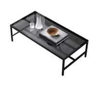 TEESONG Petites Tables de Bout Table Basse Moderne Table Basse rectangulaire Simple en Bois et Verre, Table d'appoint de Salon, Meuble Multifonctionnel Tables Basses pour Le Salon